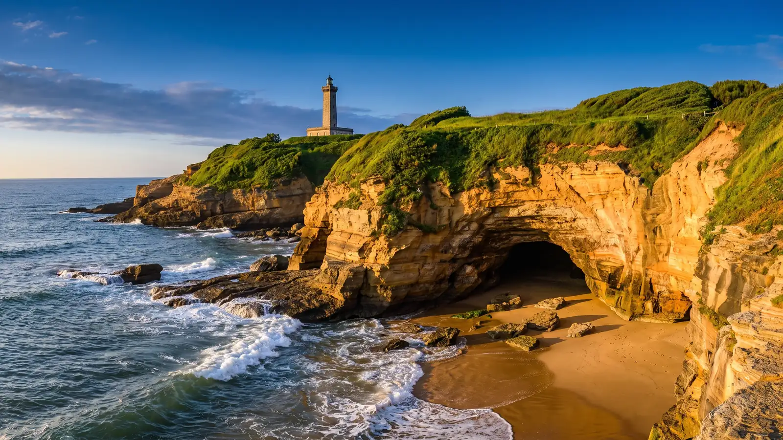 Grotte marine et falaises de la Chambre d'Amour à Anglet