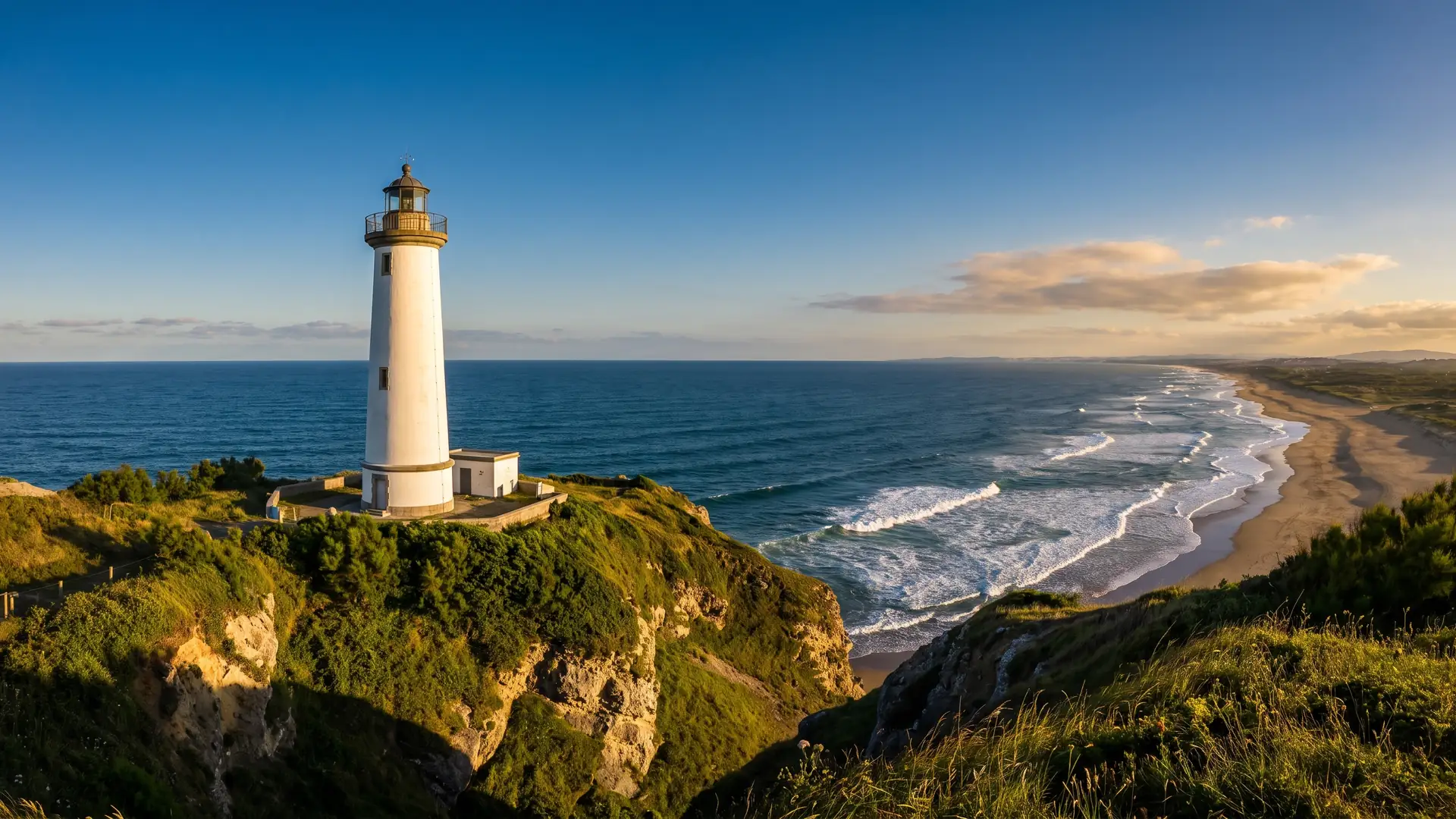 Phare de Biarritz dominant l'océan près d'Anglet