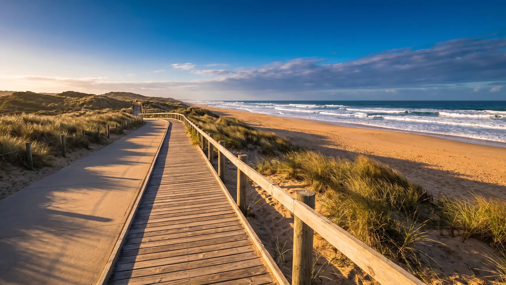 Promenade en bois à travers les dunes d'Anglet
