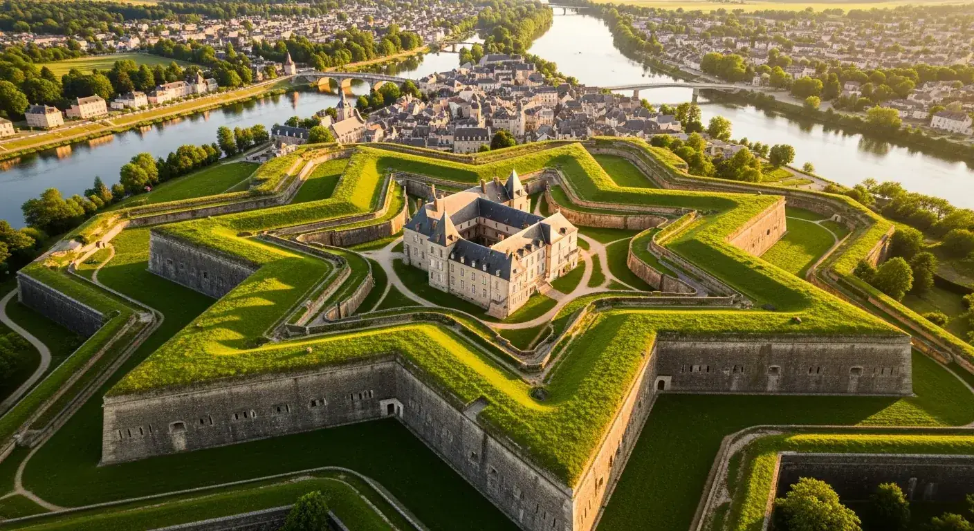 Fortifications Vauban de Bayonne vue aérienne, bastions et citadelle Saint-Esprit