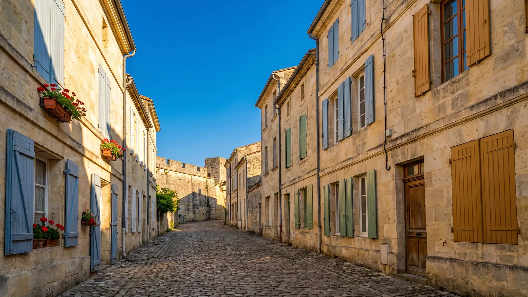 Ruelle en pierre dans la ville close de la citadelle de Blaye