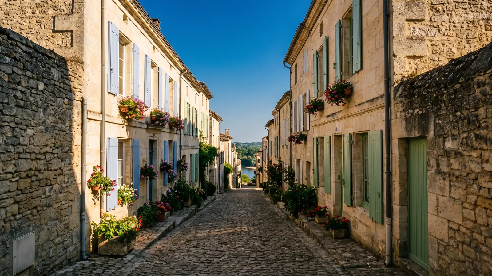 Ruelle pavée de la ville haute de Bourg-sur-Gironde