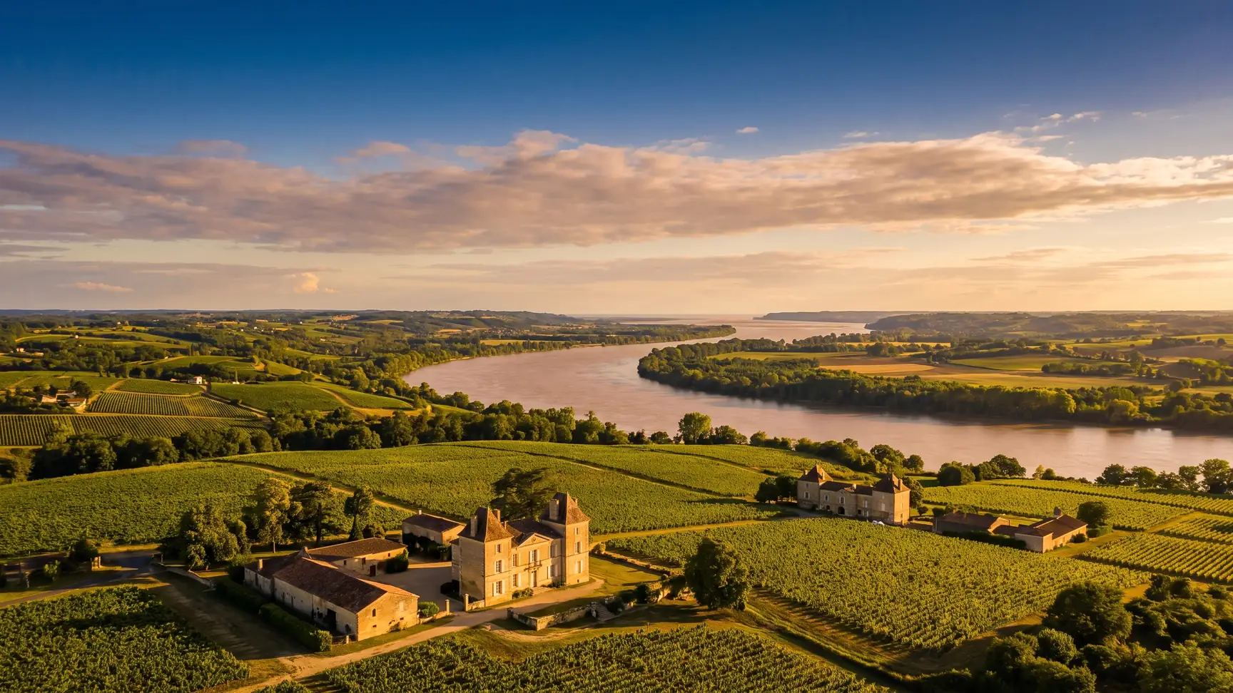 Vignoble de Bourg et Dordogne vus depuis les hauteurs