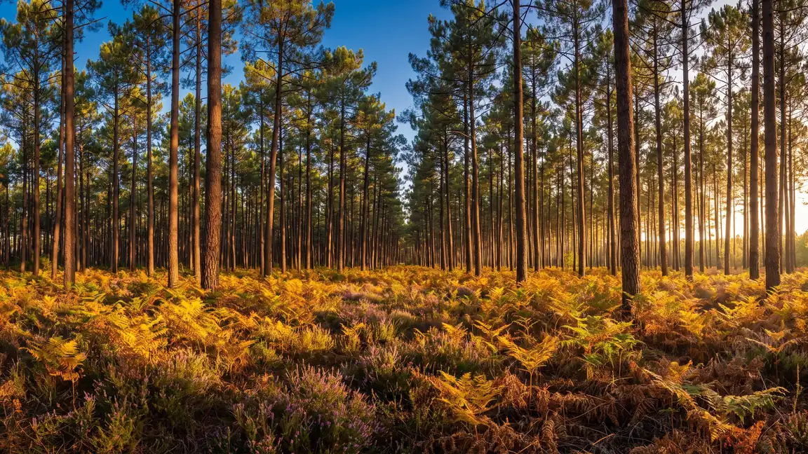 La forêt de pins maritimes des Landes de Gascogne près de Biscarrosse, près du Camping Club Navarrosse Plage