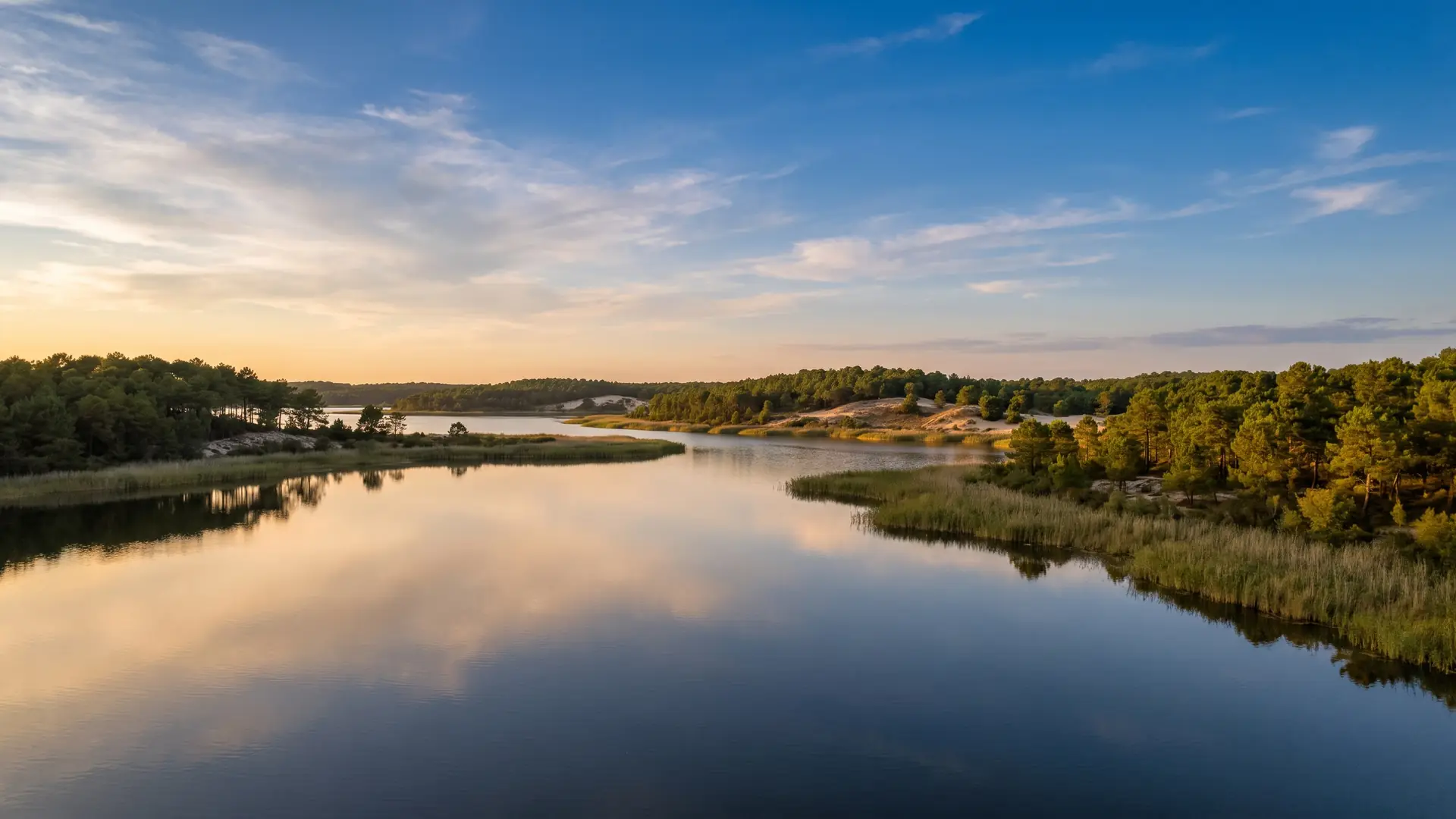 Les grands lacs des Landes cernés de forêt de pins près de Biscarrosse, près du Camping Club Navarrosse Plage