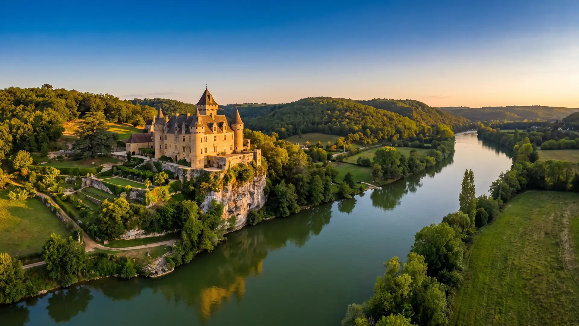 Château de Montfort au-dessus de la Dordogne près du Domaine de Soleil Plage