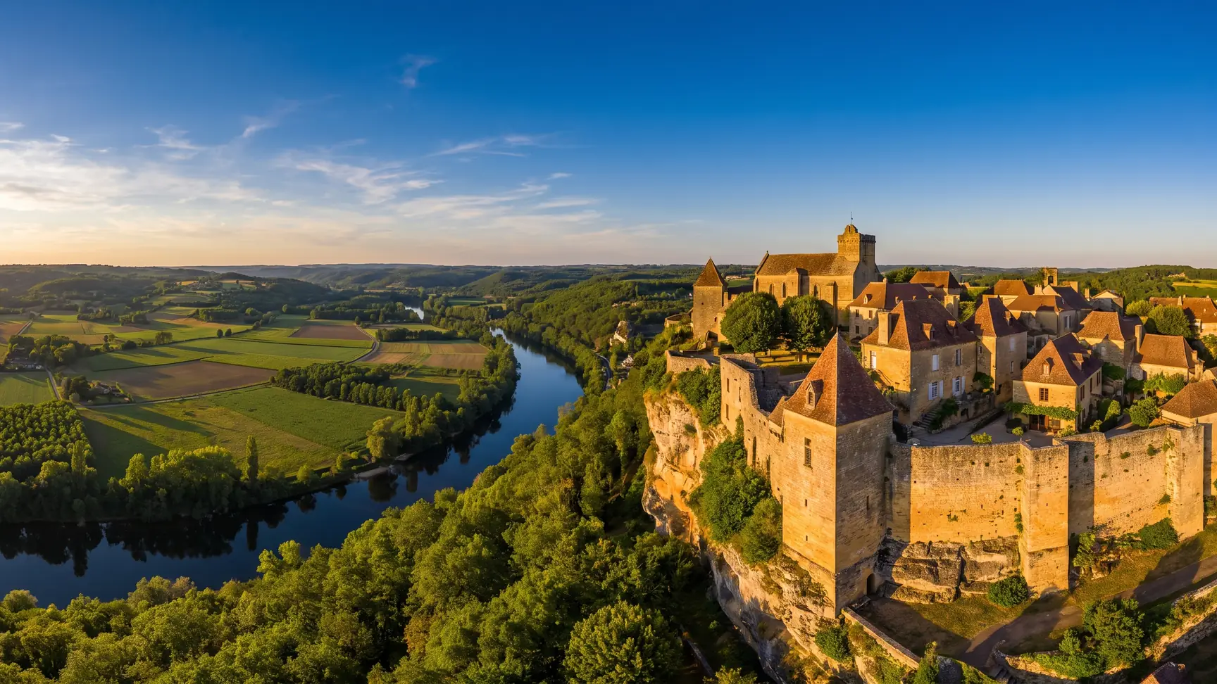 Domme dominant la vallée de la Dordogne près du Domaine de Soleil Plage