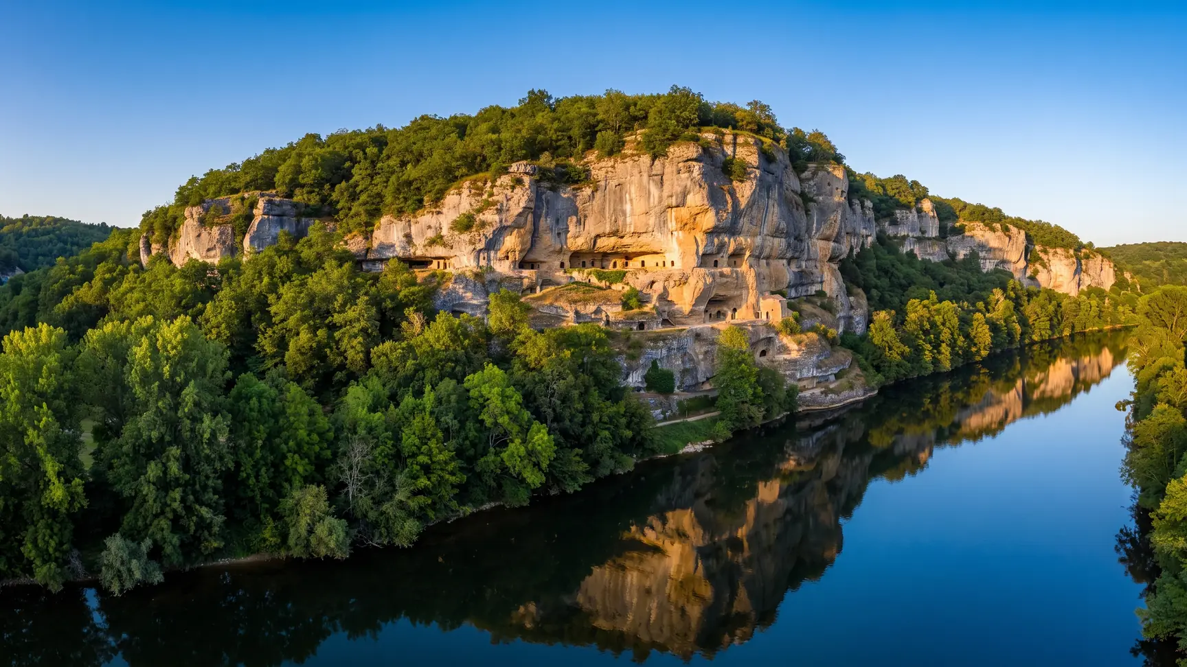 Falaise troglodytique de La Roque Saint-Christophe en Périgord