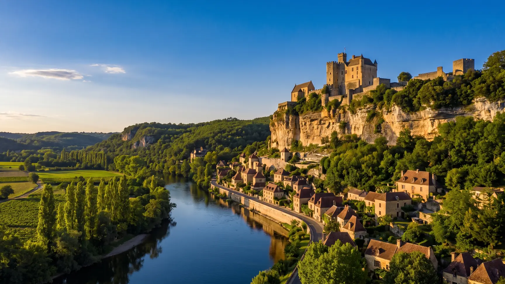 Château de Beynac dominant la Dordogne, près du camping La Palombière