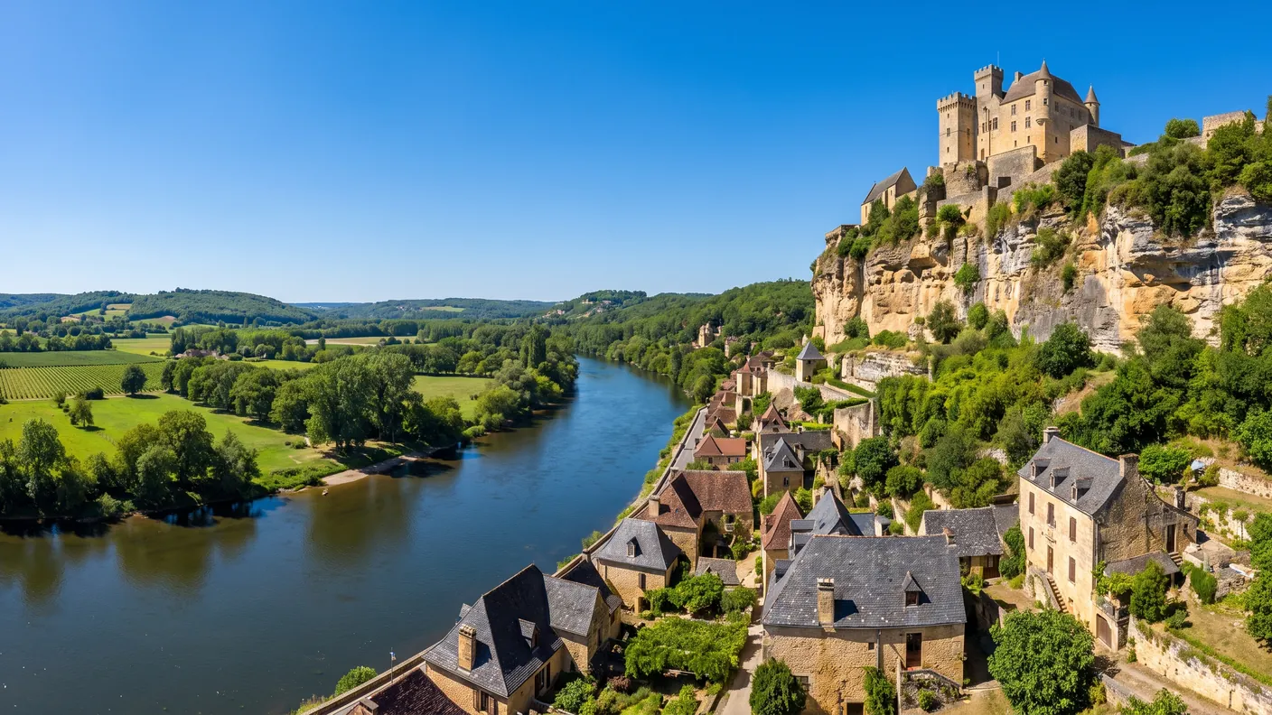 Château de Beynac dominant la Dordogne, près du camping Le Capeyrou