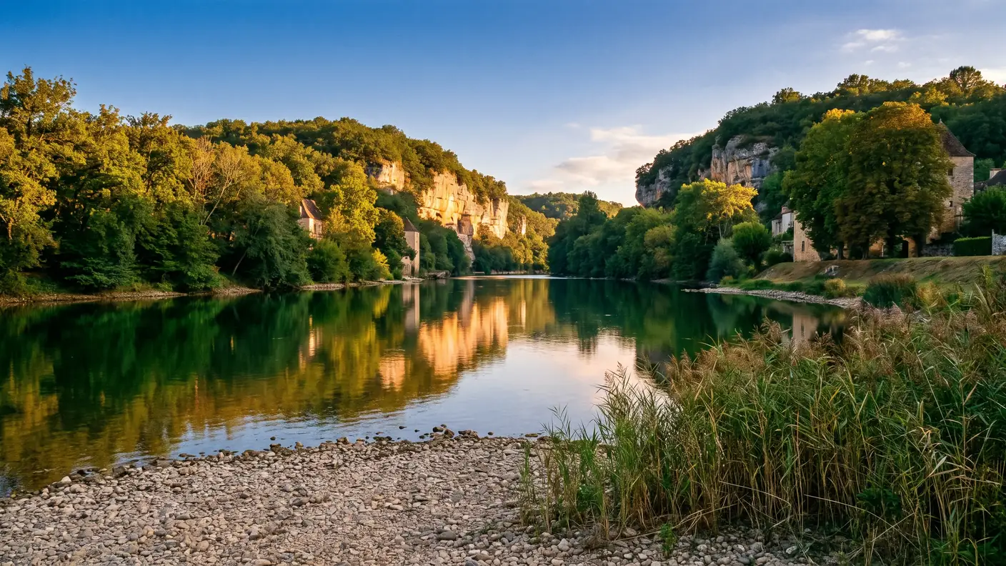 Vézère entre falaises et forêt près de Saint-Léon