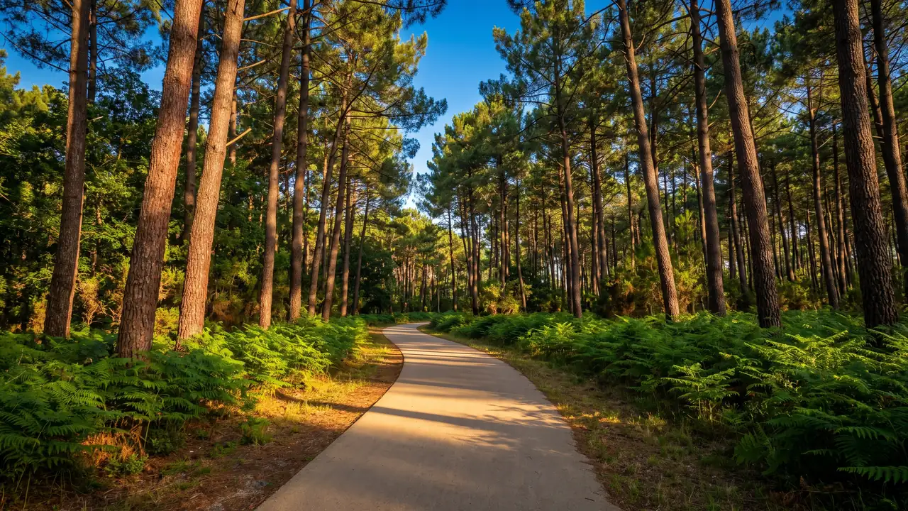 Piste de la Vélodyssée dans la forêt des Landes