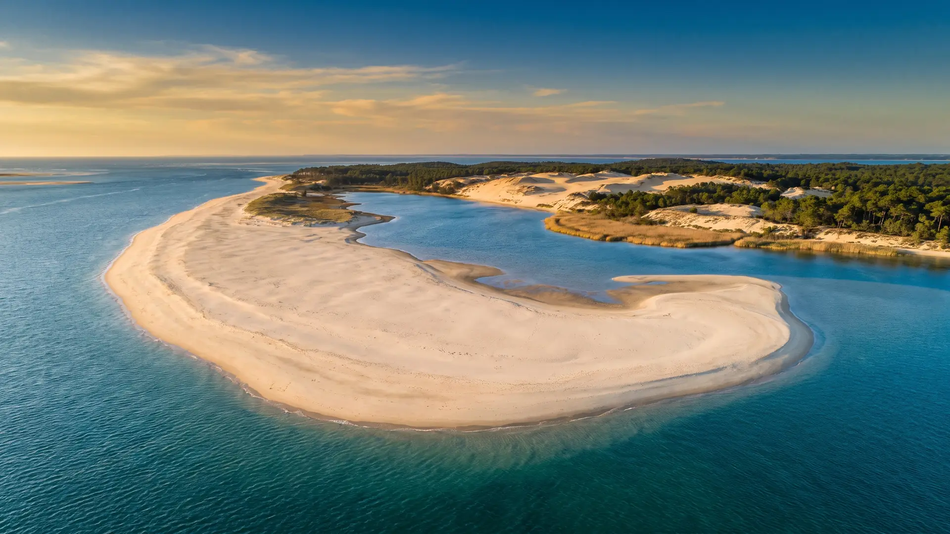Le Banc d'Arguin, banc de sable entouré d'eaux turquoise à l'entrée du Bassin d'Arcachon, près du camping Panorama du Pyla