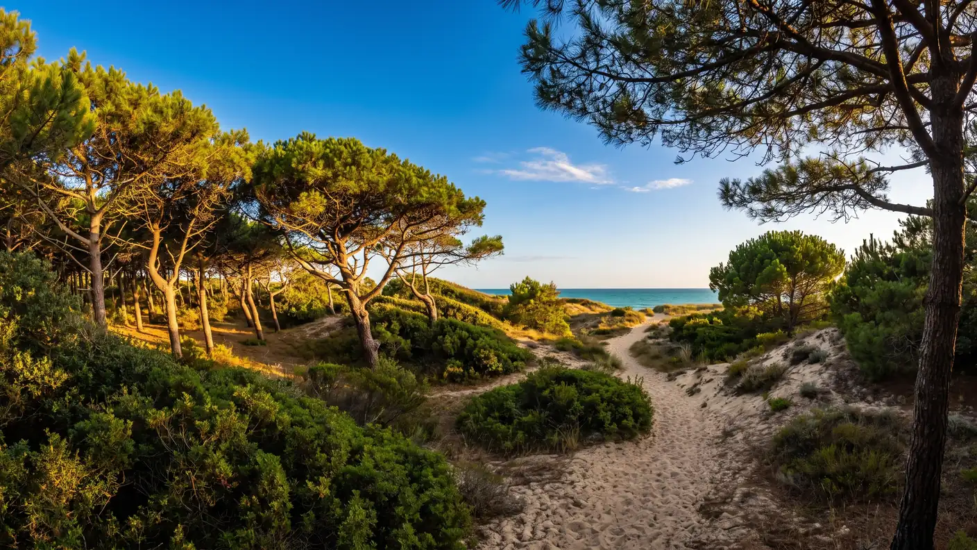 Sentier dans la pinède vers la plage au Bois-Plage-en-Ré
