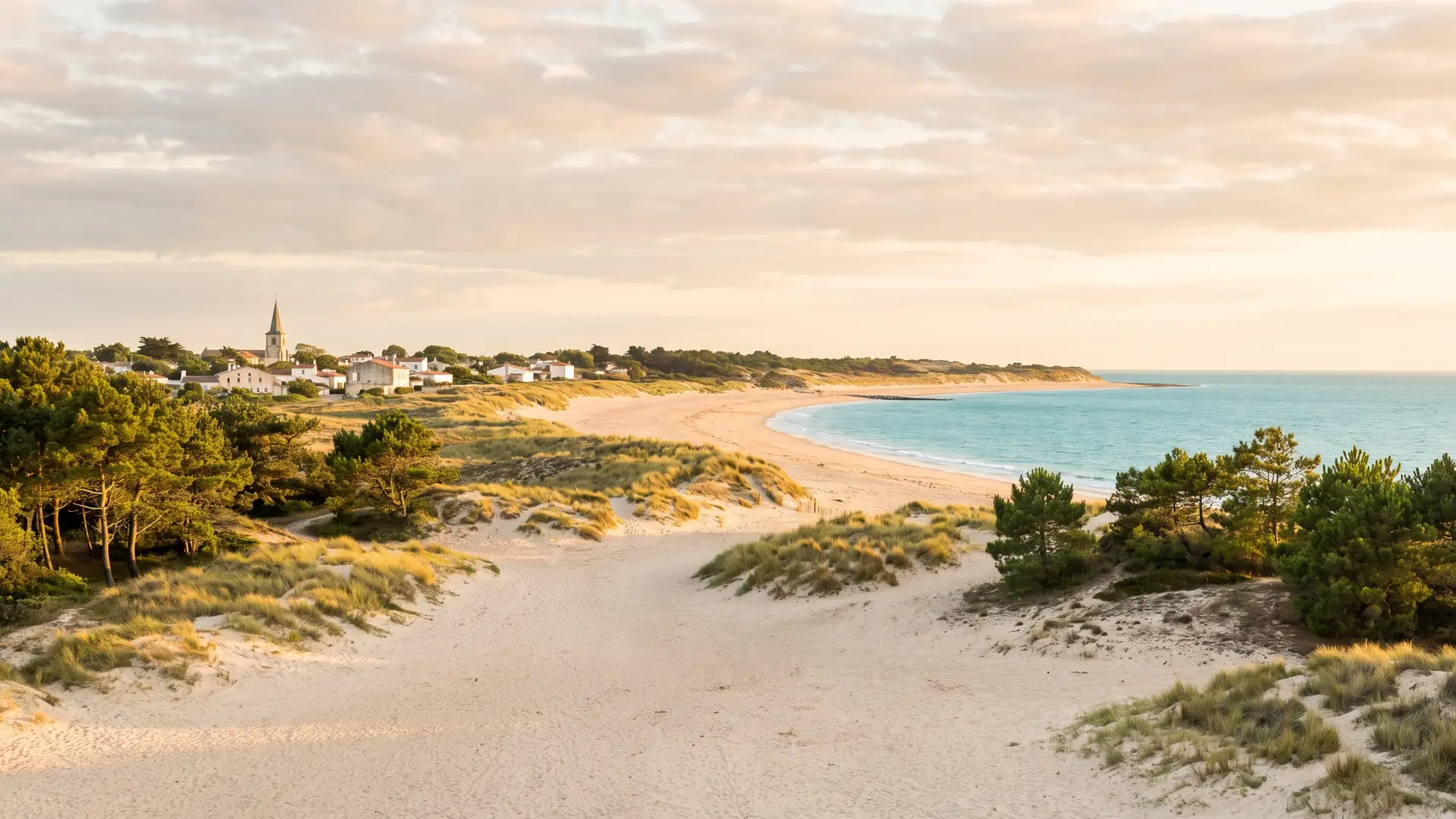 Plage, dunes et océan sur la côte de l'Île de Ré