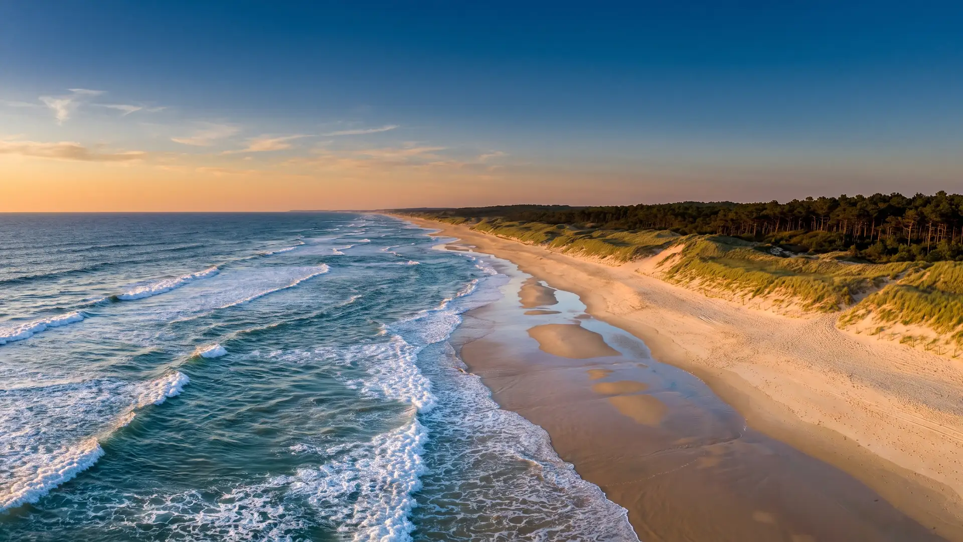 Plage et vagues atlantiques à Labenne-Océan près du Sylvamar