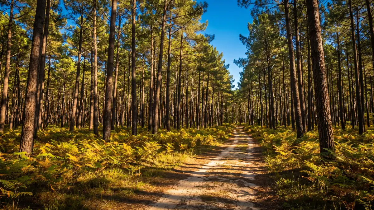 Forêt de pins des Landes de Gascogne près de Casteljaloux