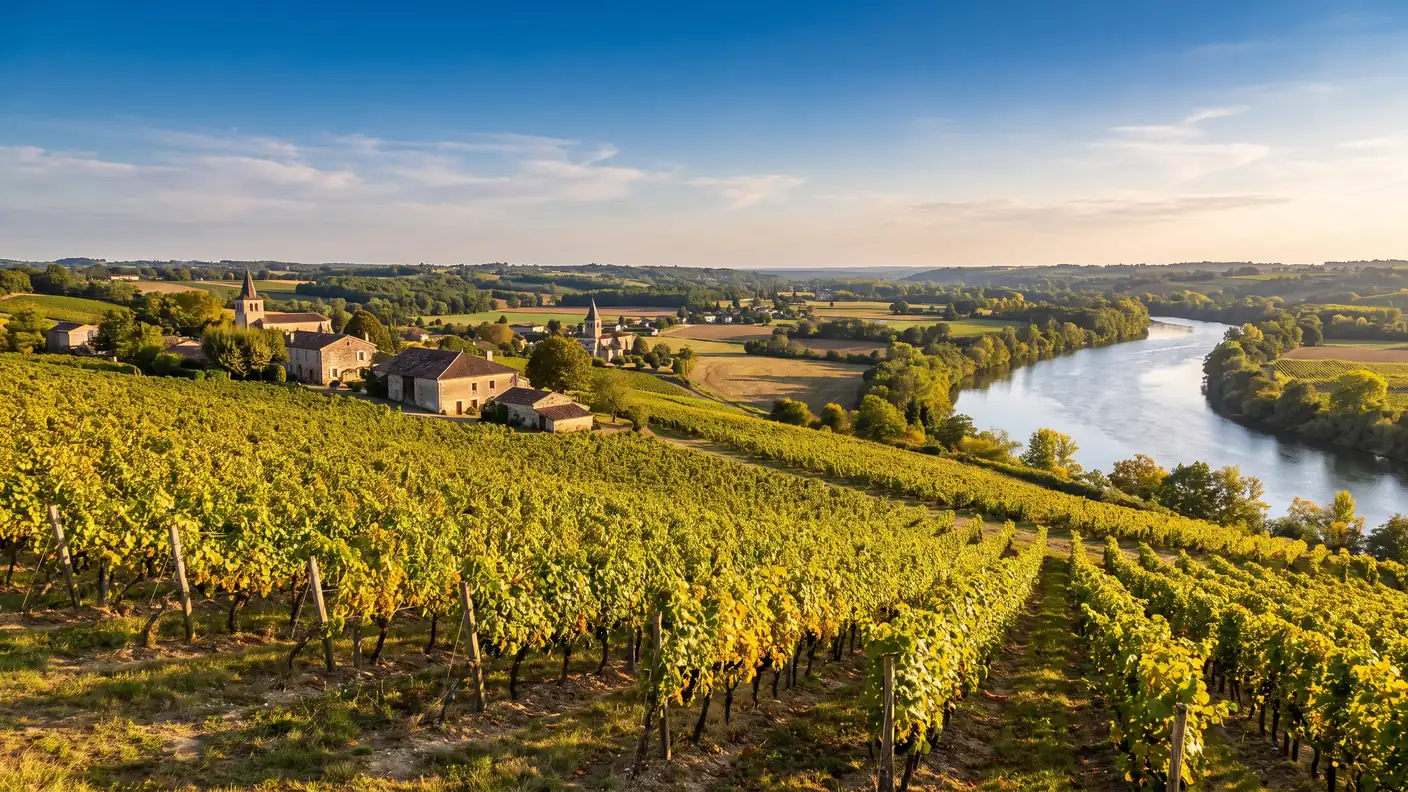 Le panorama de la Garonne dans le Sud-Gironde près de Caudrot — destination du transfert privé Bordeaux → Caudrot