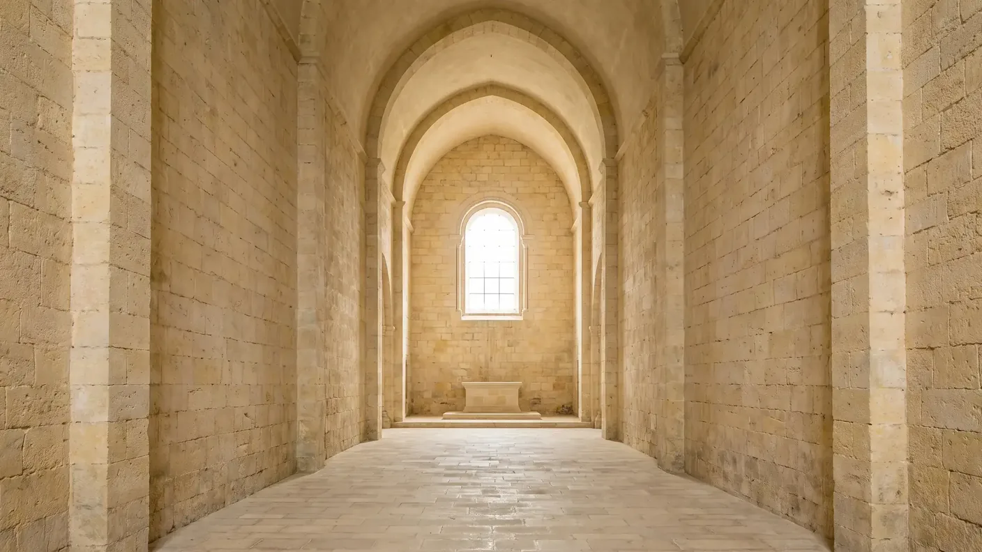 Nef en pierre de l'abbatiale de Saint-Amand-de-Coly