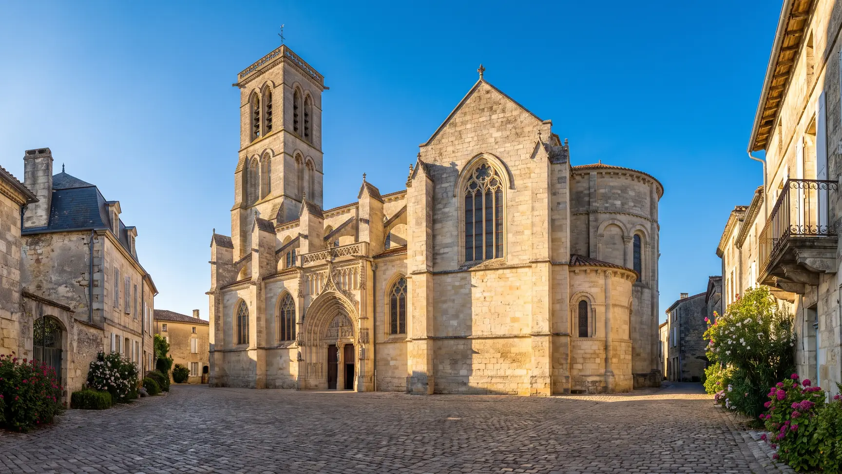 Église Saint-Jean-Baptiste de Coutras : abside romane et clocher-porche néogothique de 1874