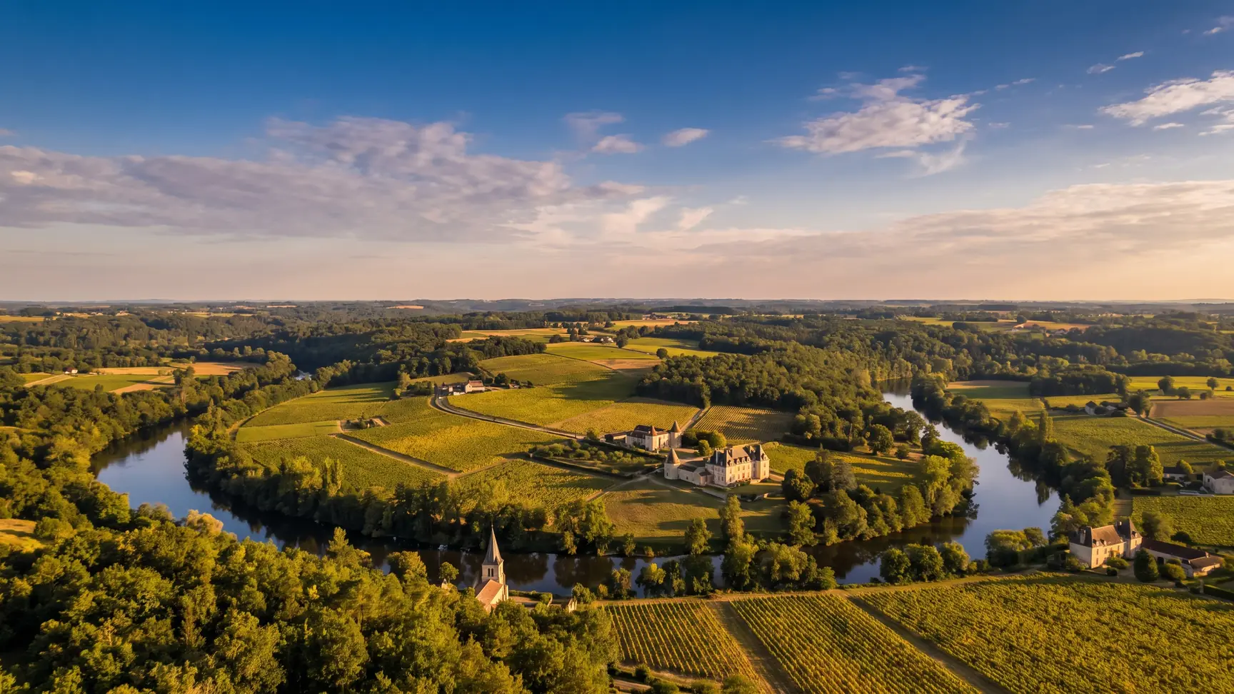 Vallée de l'Isle et de la Dronne autour de Coutras, entre vignes et rivières