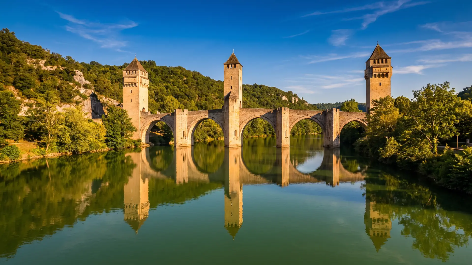 Pont Valentré et ses trois tours médiévales à Cahors