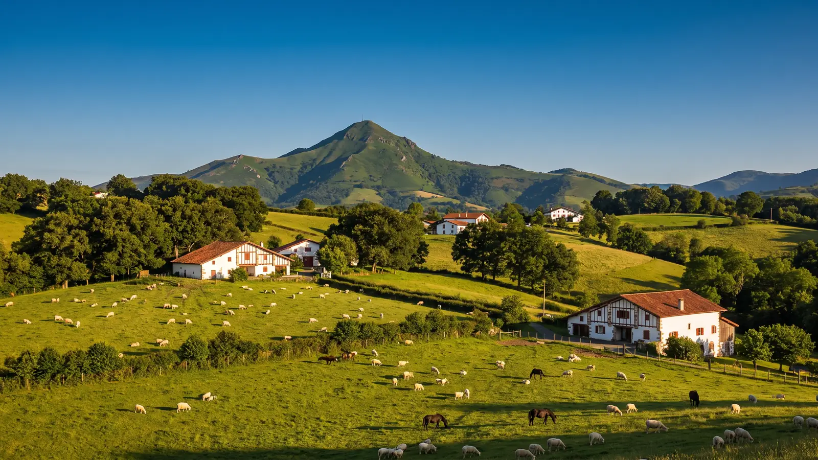 Campagne du Labourd et montagne de La Rhune près d'Espelette