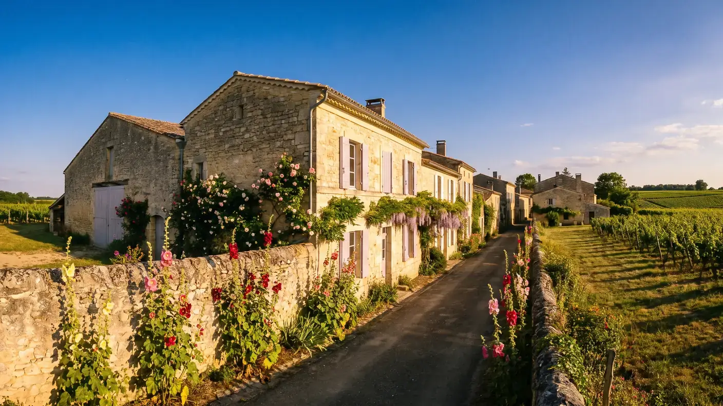 Hameau viticole en pierre de Gardegan-et-Tourtirac