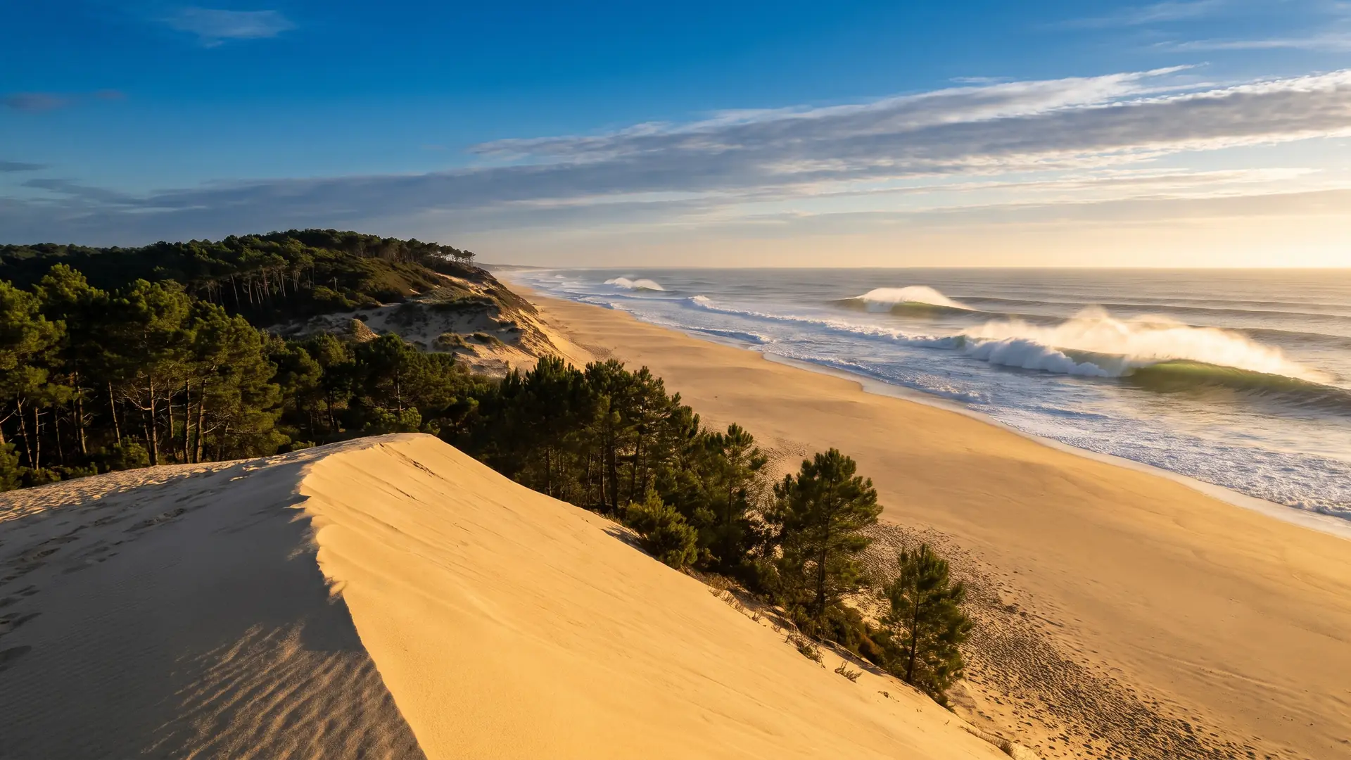 La plage océane à Hossegor — destination du transfert privé Bordeaux → Hossegor