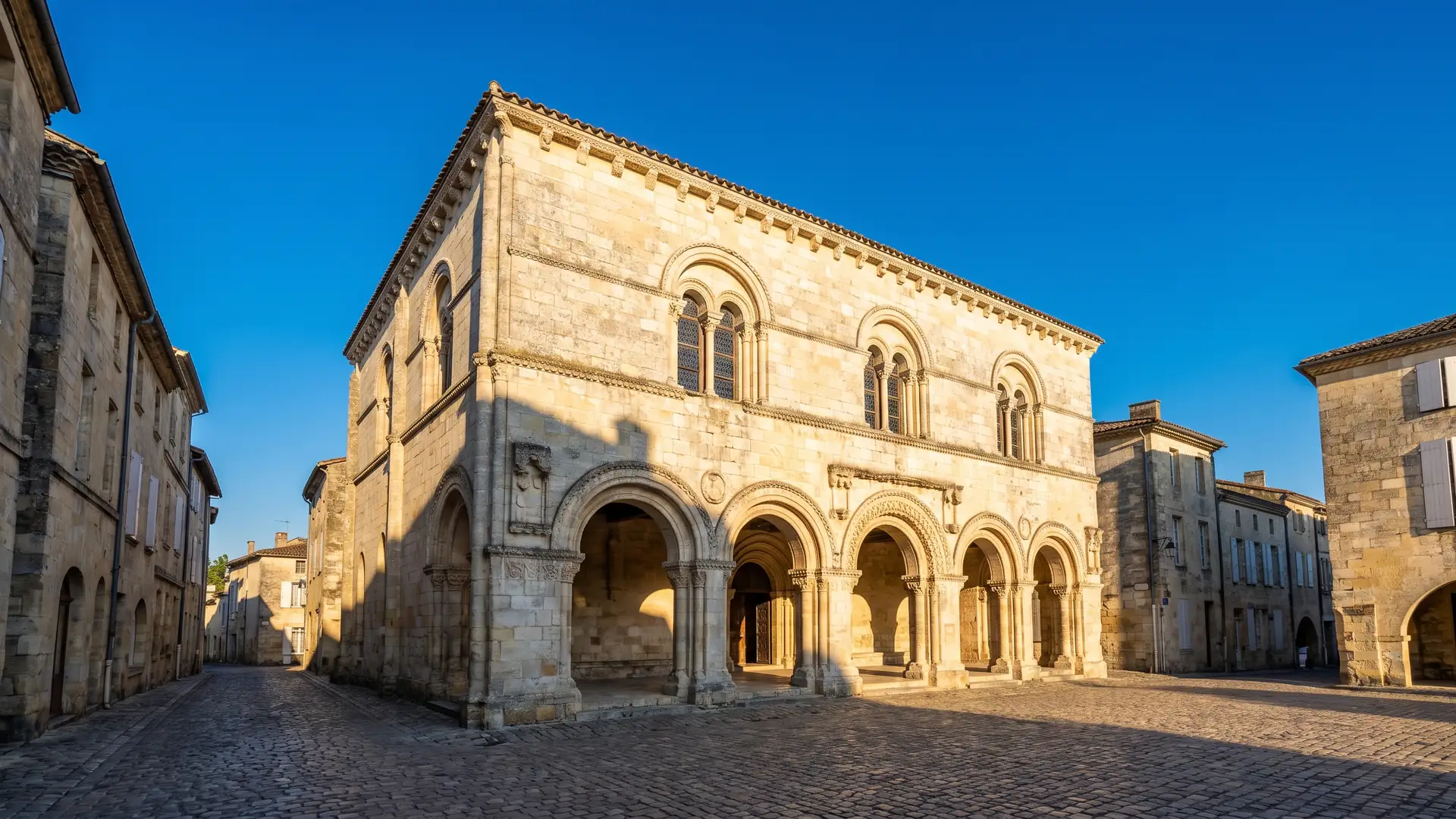 Un rare bâtiment civil médiéval en pierre claire, salle haute sur arcades et baies géminées, en Gironde