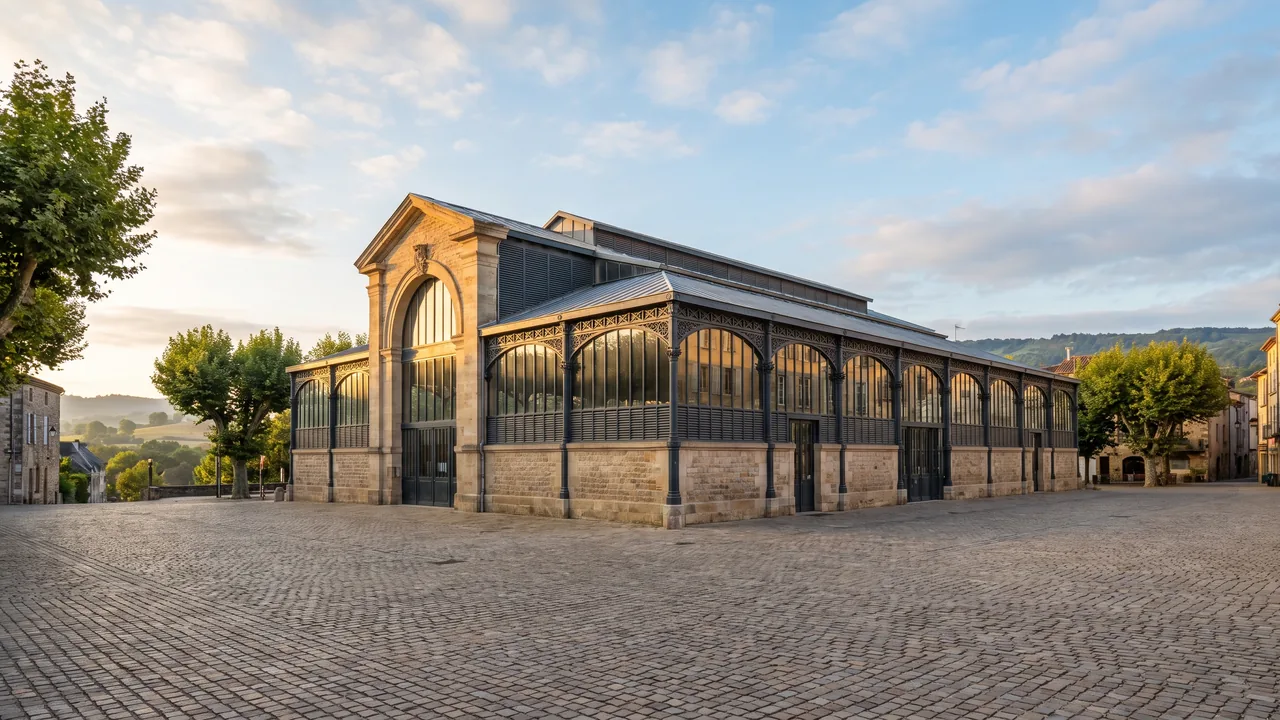 Le marché couvert de La Rochelle, halle de pierre et de fer du XIXe siècle sur une place pavée