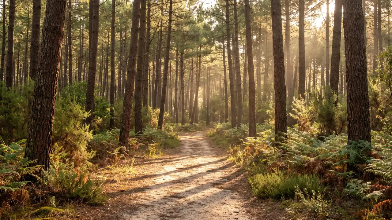 La forêt de pins des Landes de Gascogne — destination du transfert privé de pêcheurs Bordeaux → Lac de Curton