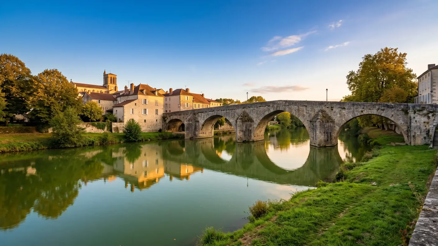 La Vienne et un pont de pierre à Limoges — transfert privé depuis Bordeaux