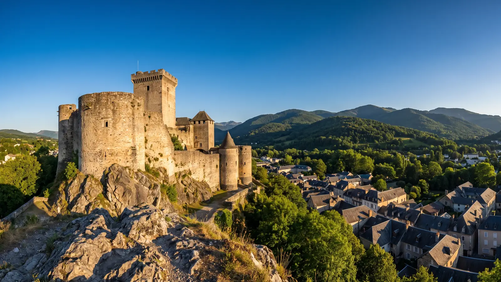 Château fort de Lourdes sur son éperon rocheux