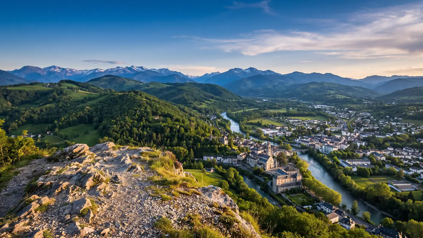 Panorama de Lourdes et des Pyrénées depuis le Pic du Jer