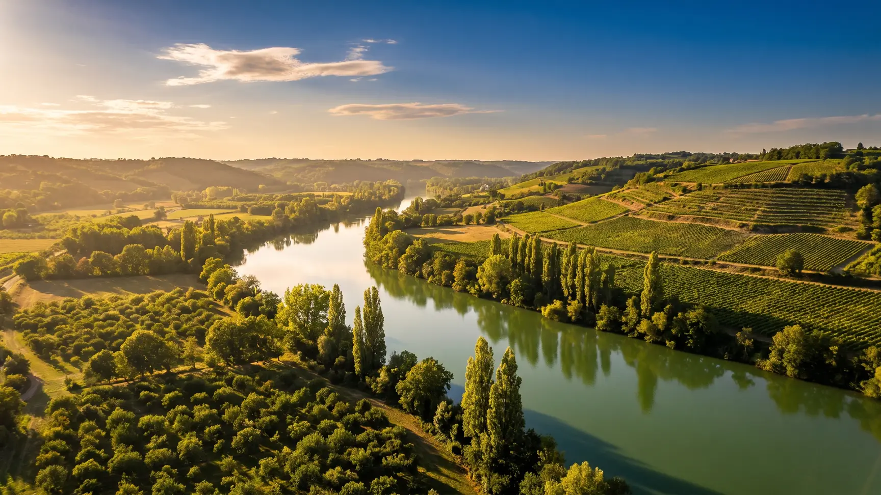 Vallée du Tarn, vergers et coteaux autour de Moissac