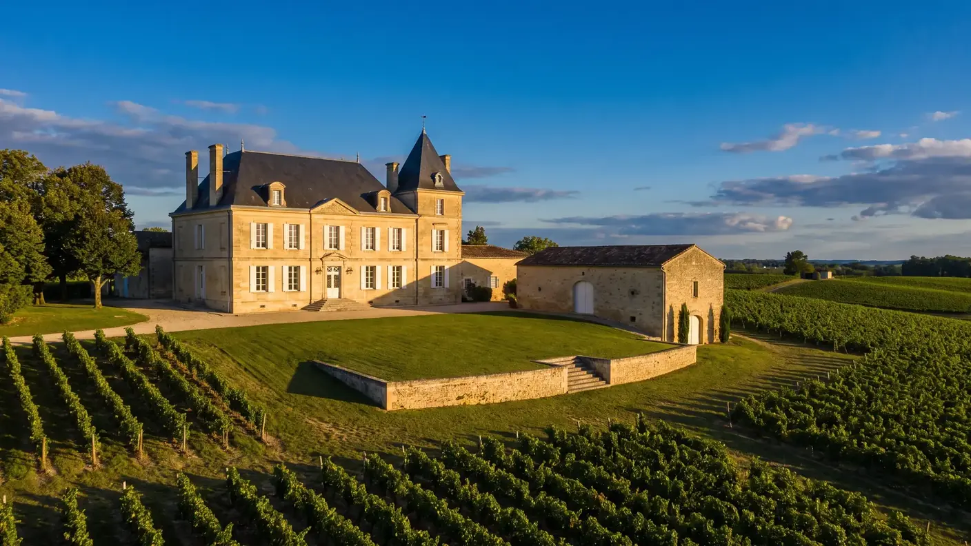 Château viticole en pierre sur les hauteurs du Libournais