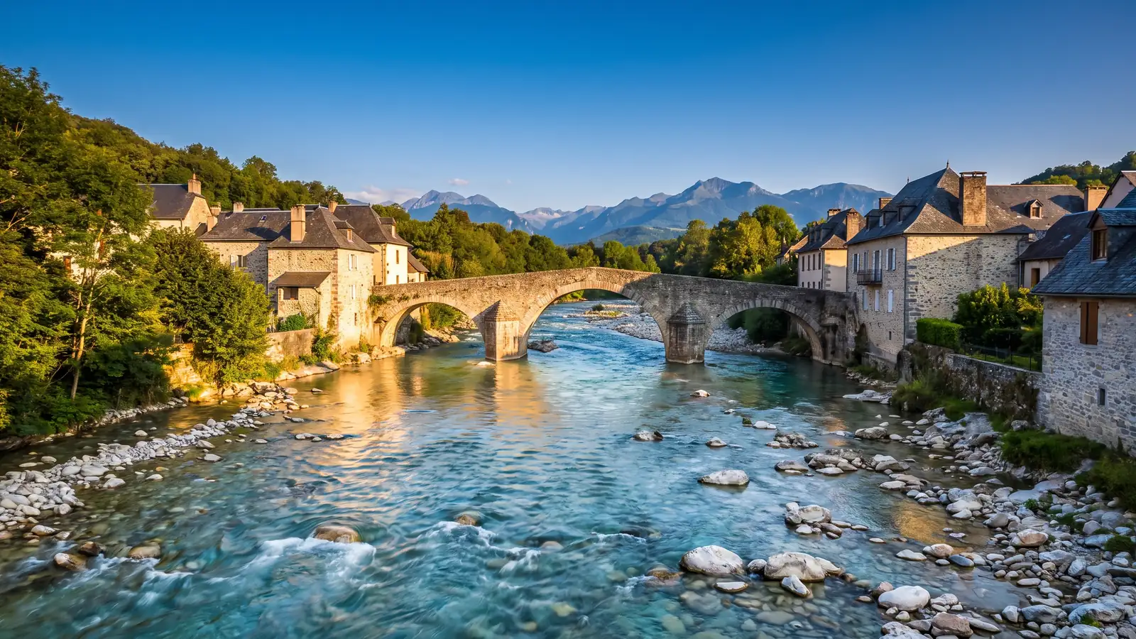 Pont de pierre sur un gave à Oloron-Sainte-Marie