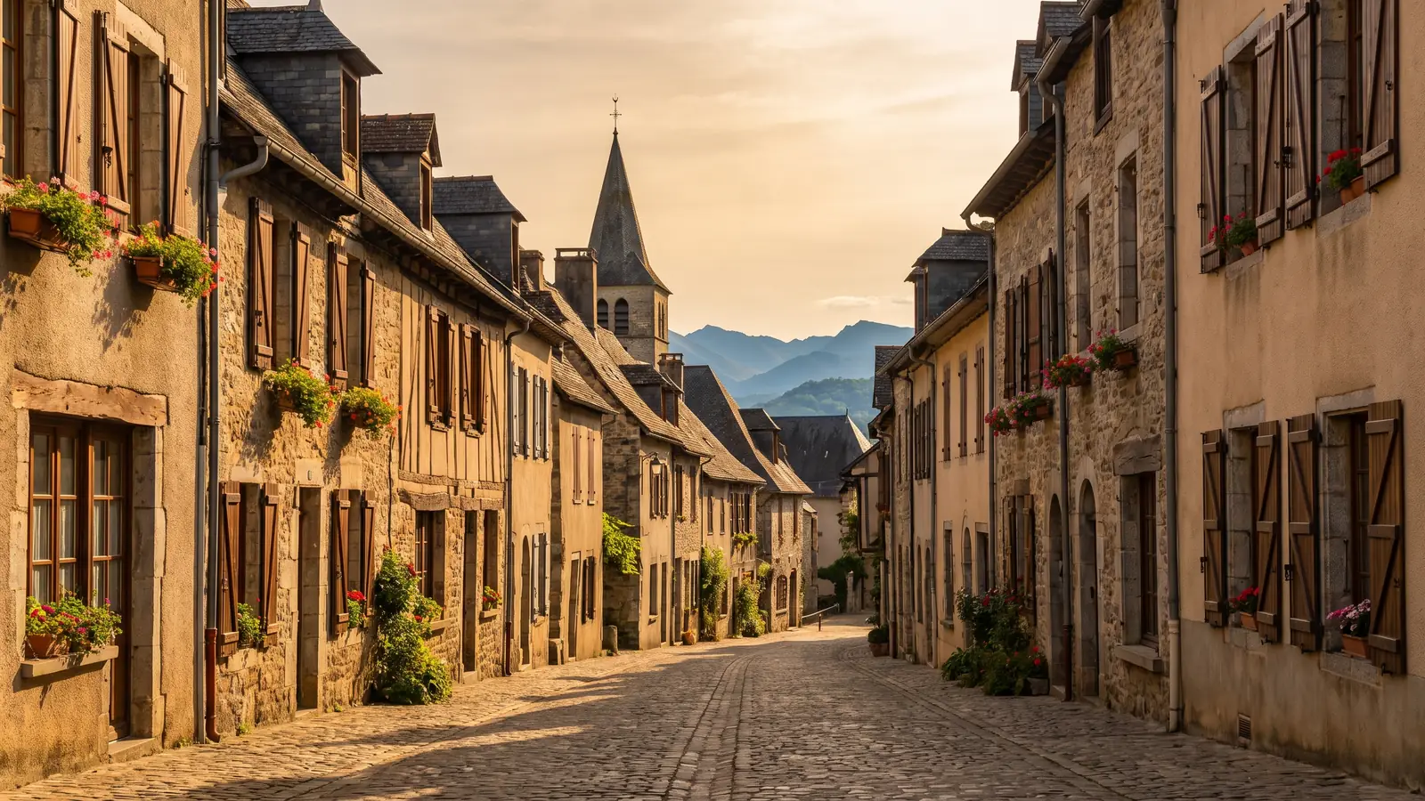 Rue pavée de la vieille ville d'Oloron-Sainte-Marie