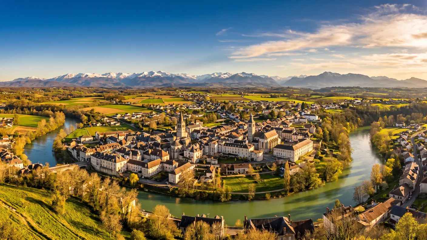 Panorama d'Oloron-Sainte-Marie au pied des Pyrénées
