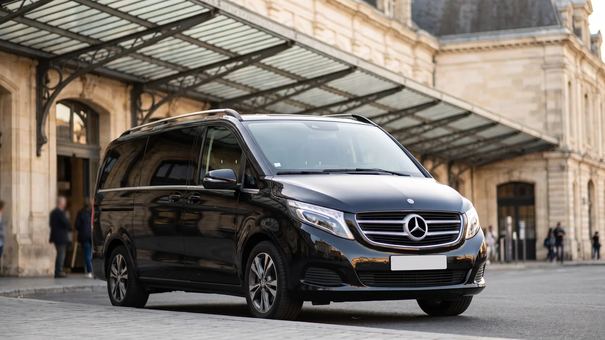 Van avec chauffeur accueillant des cadres à la gare Saint-Jean de Bordeaux