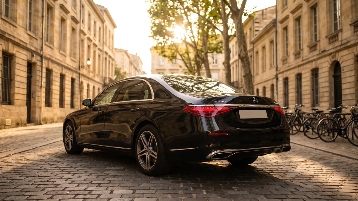 Détail d'un véhicule VTC conforme aux normes de dimensions et de puissance à Bordeaux