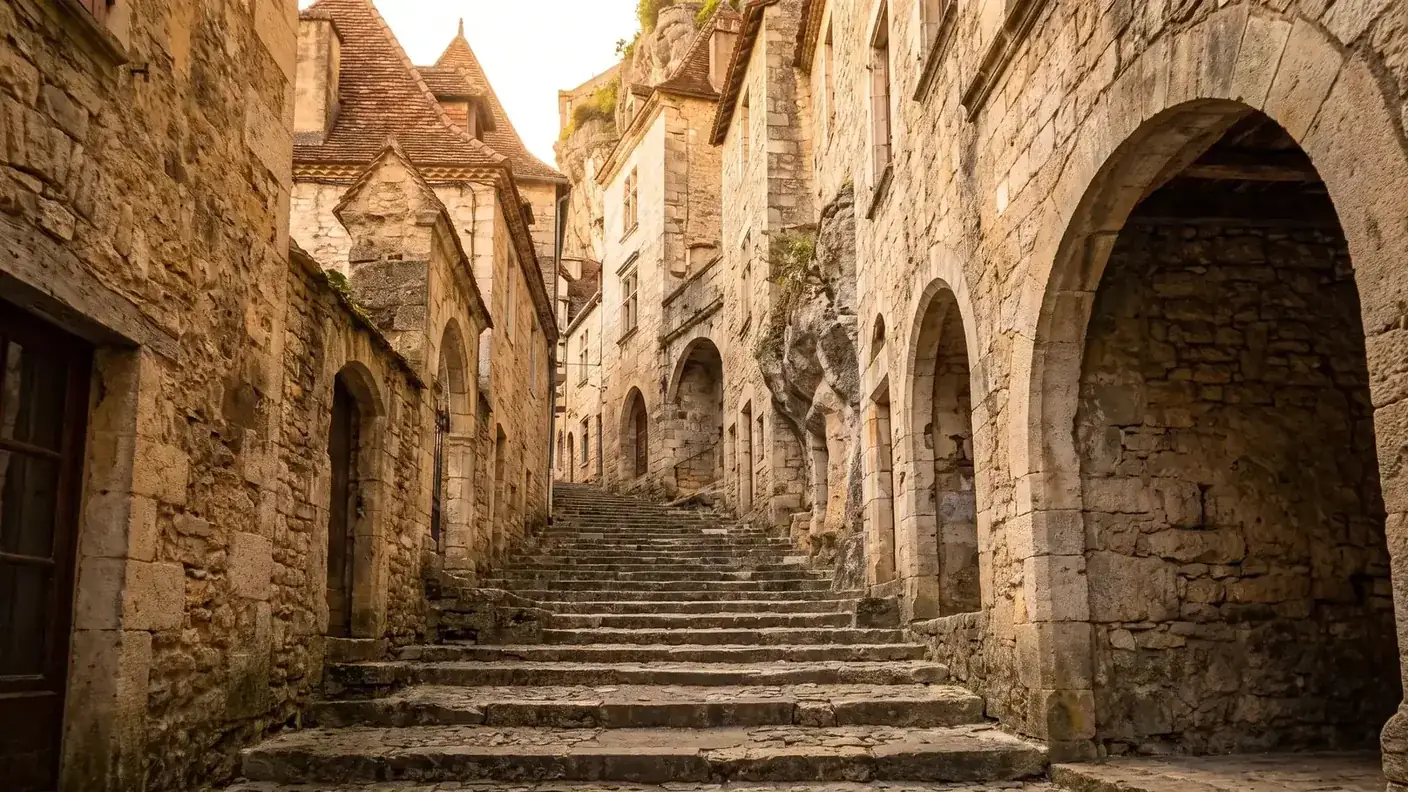 Grand Escalier montant vers le sanctuaire de Rocamadour