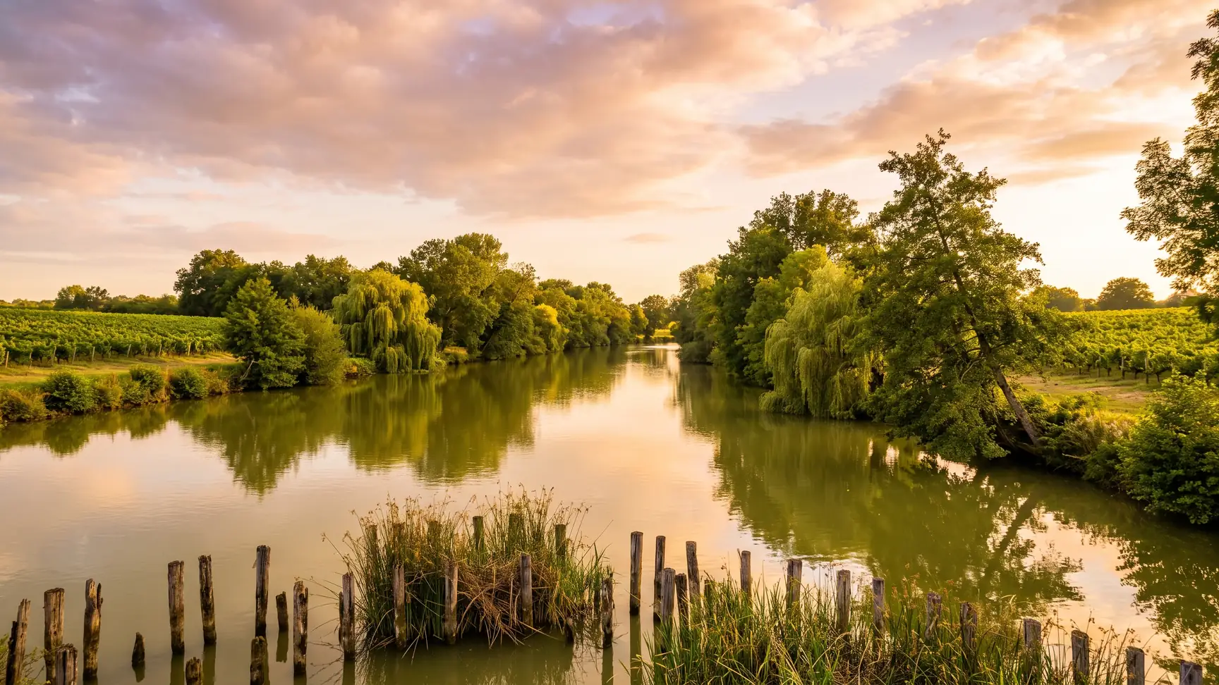 Rivière de l’Isle et berges boisées près de Saint-Denis-de-Pile