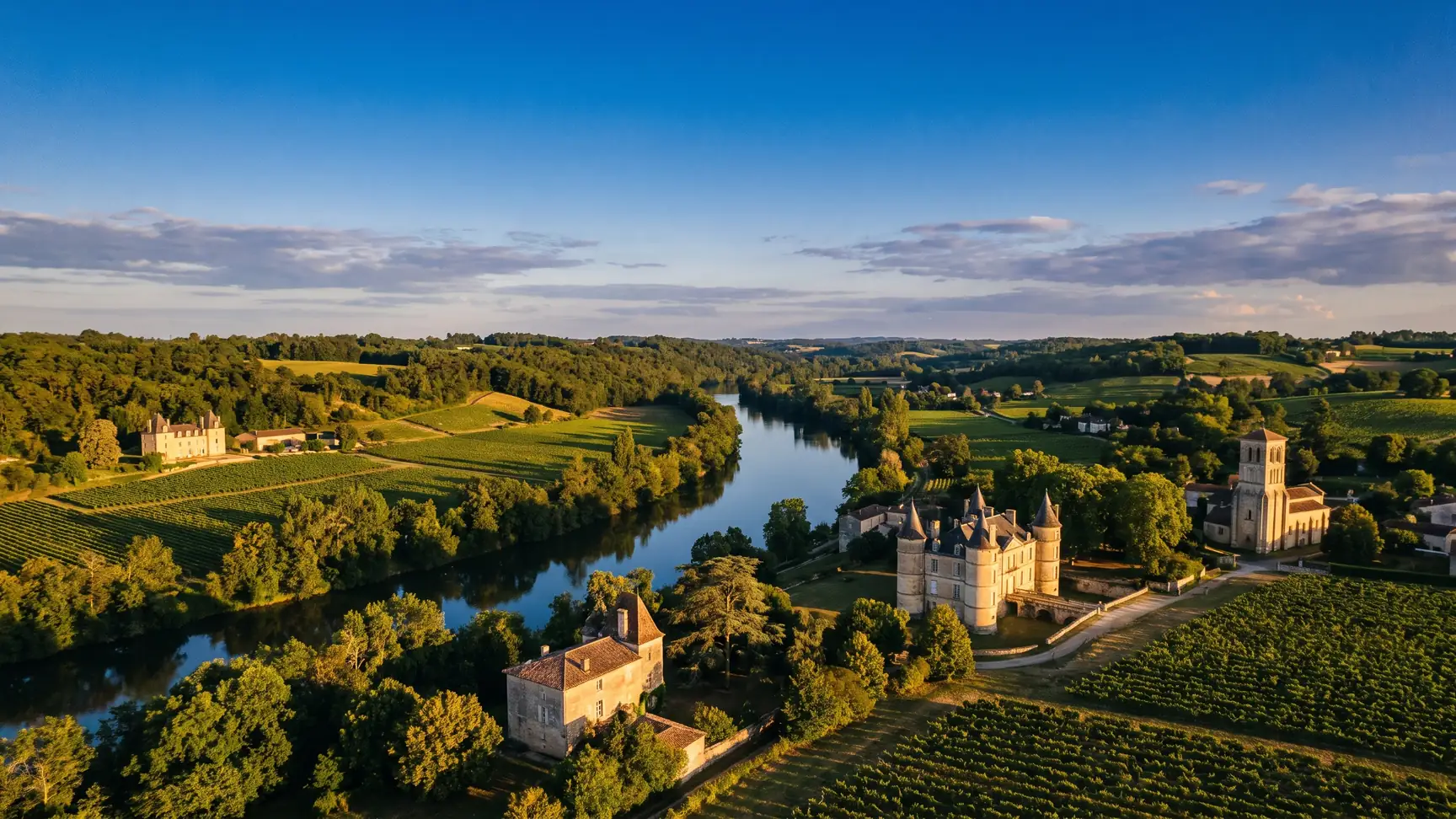 Panorama de la vallée de l'Isle autour de Saint-Denis-de-Pile, dans le Libournais