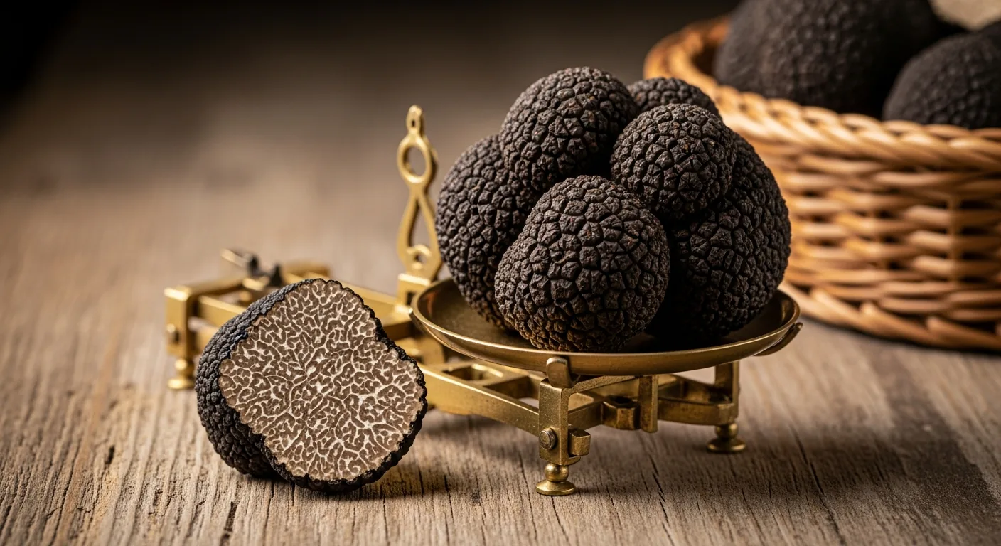 Truffe noire du Périgord Tuber melanosporum et foie gras du Sud-Ouest, spécialités gastronomiques de Sarlat