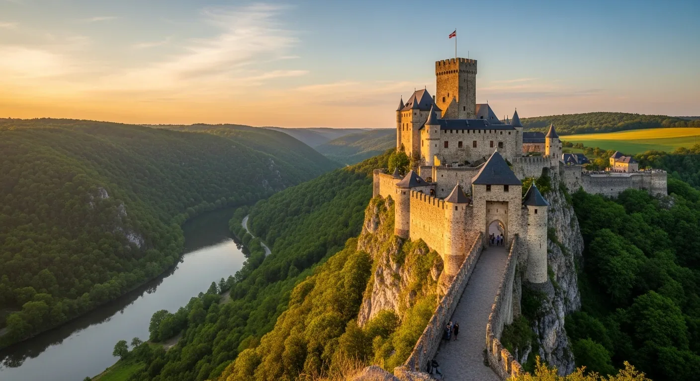 Château de Beynac perché sur sa falaise dominant la vallée de la Dordogne, à 12 km de Sarlat