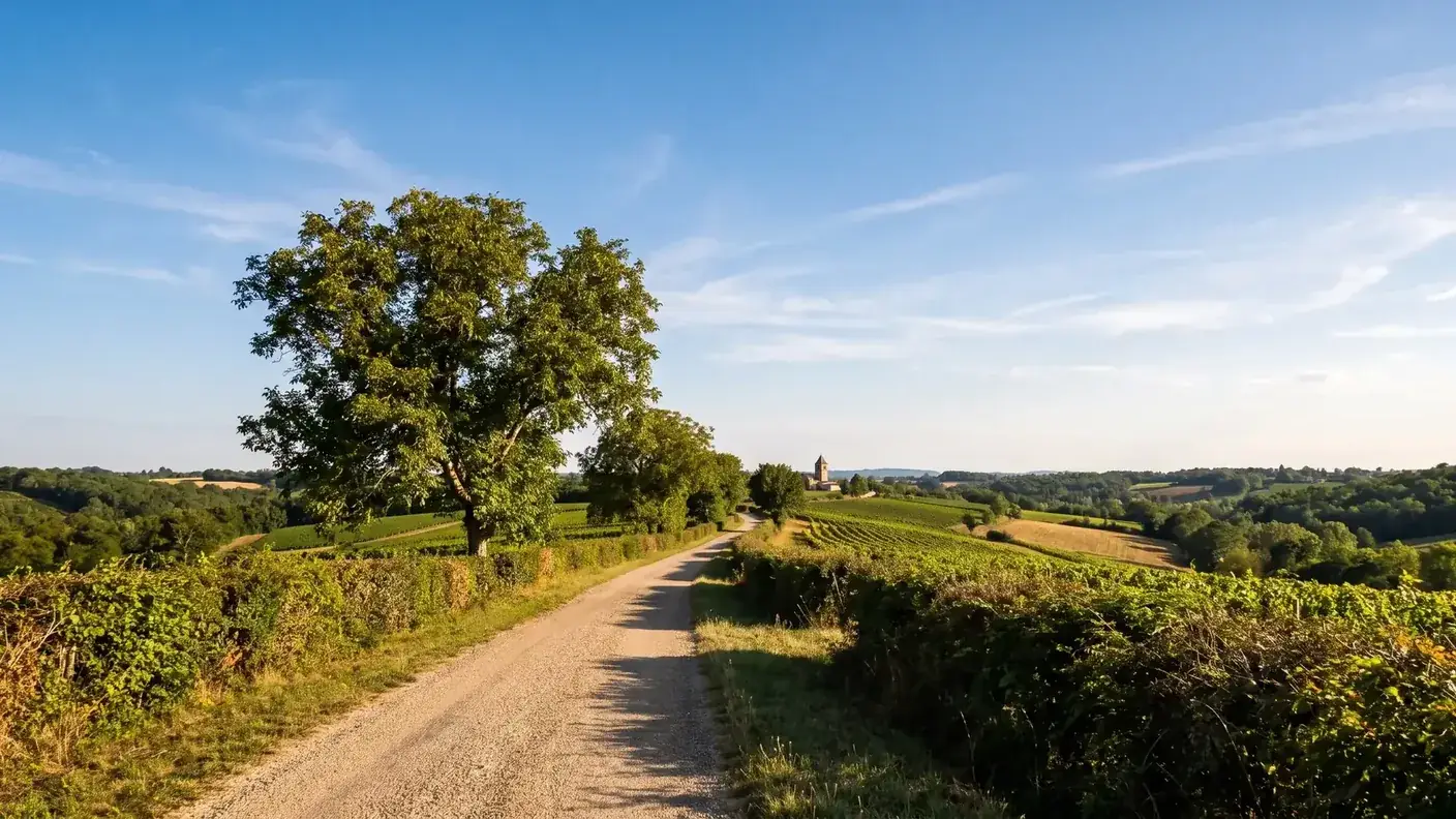 Chemin de crête et vignes près de Serres-et-Montguyard