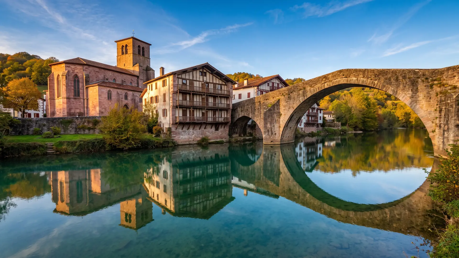 Pont Notre-Dame, Nive et église de Saint-Jean-Pied-de-Port
