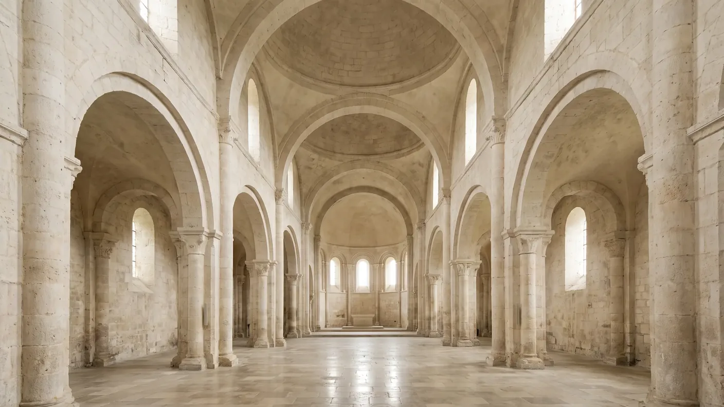 File de coupoles dans la nef de l'abbatiale de Souillac